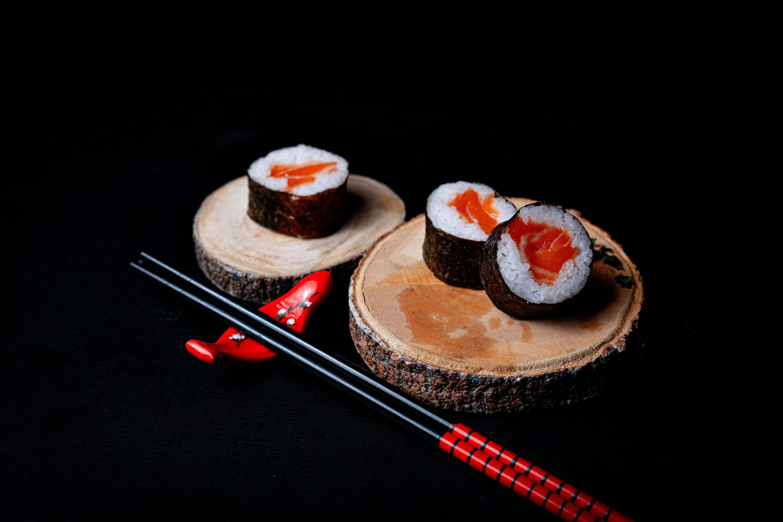 Packaged roasted seaweed snack on wooden table