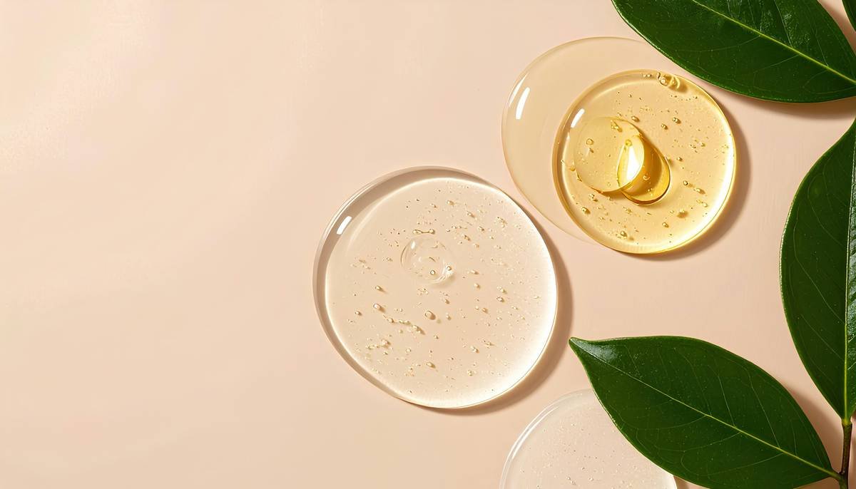 Close-up image of laminaria seaweed floating in clear blue water