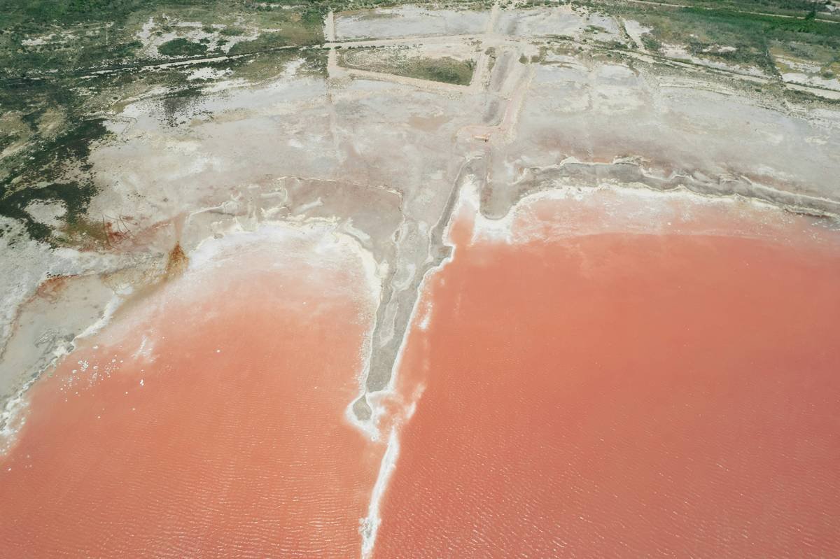 a large body of water surrounded by land