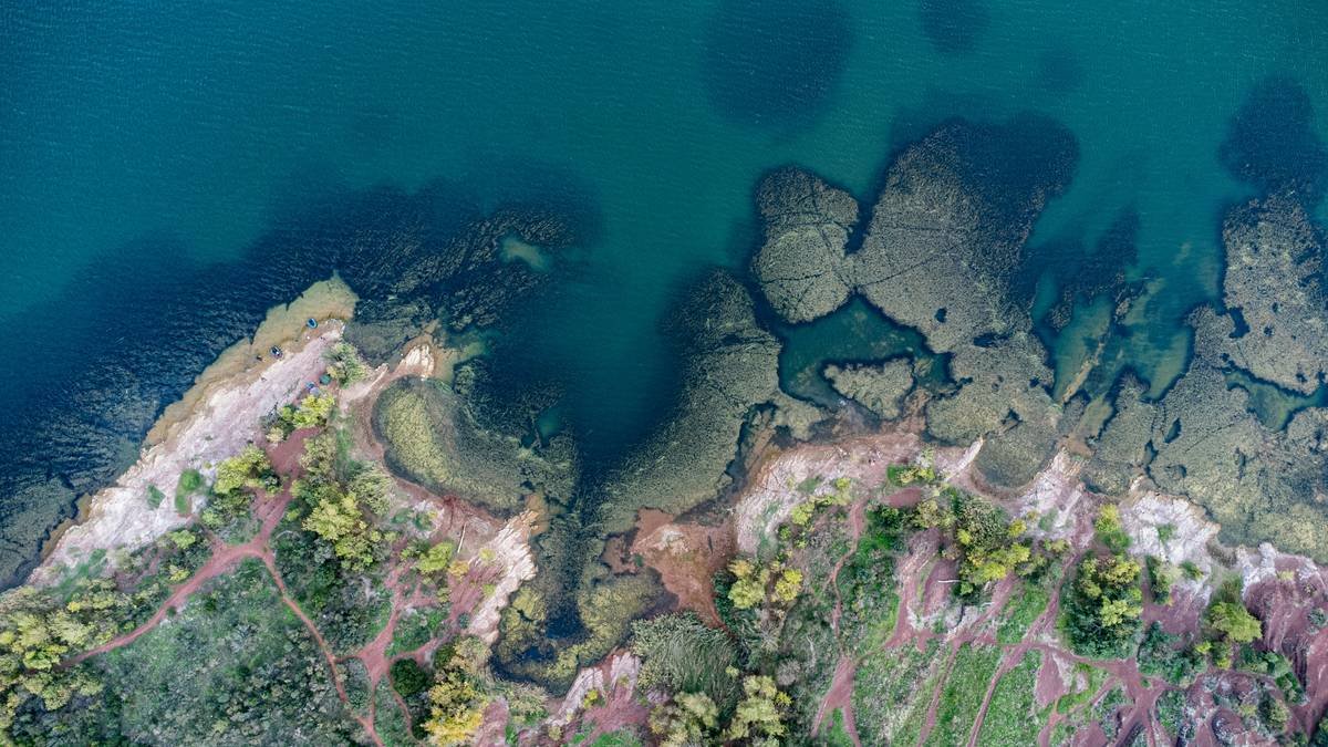 Aerial view of the Lac du Salagou, France Drone : DJI Mini 2