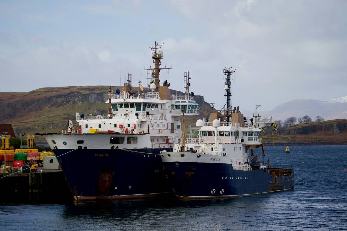 a couple of large boats in the water